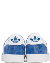 blaue Leder niedrige Sneakers von adidas Originals