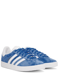blaue Leder niedrige Sneakers von adidas Originals