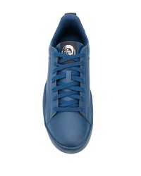 blaue Leder niedrige Sneakers von Diesel