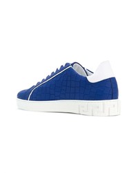 blaue Leder niedrige Sneakers von Versace