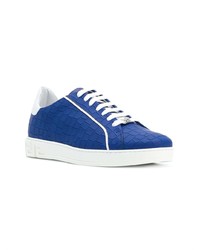 blaue Leder niedrige Sneakers von Versace