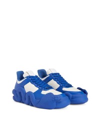 blaue Leder niedrige Sneakers von Giuseppe Zanotti