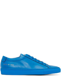 blaue Leder niedrige Sneakers von Common Projects