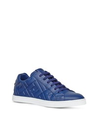 blaue Leder niedrige Sneakers von Fendi