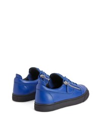 blaue Leder niedrige Sneakers von Giuseppe Zanotti