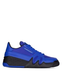 blaue Leder niedrige Sneakers von Giuseppe Zanotti