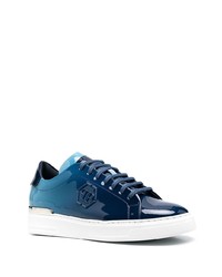 blaue Leder niedrige Sneakers von Philipp Plein