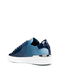 blaue Leder niedrige Sneakers von Philipp Plein