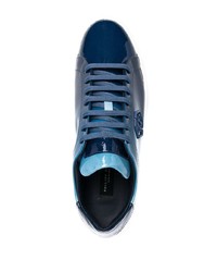 blaue Leder niedrige Sneakers von Philipp Plein