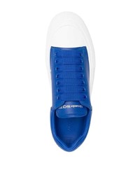 blaue Leder niedrige Sneakers von Alexander McQueen