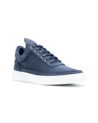 blaue Leder niedrige Sneakers von Filling Pieces