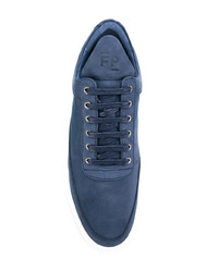 blaue Leder niedrige Sneakers von Filling Pieces