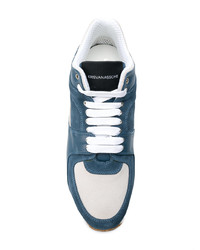 blaue Leder niedrige Sneakers von Kris Van Assche