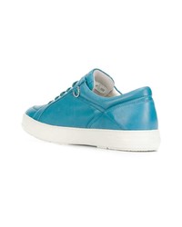 blaue Leder niedrige Sneakers von Salvatore Ferragamo