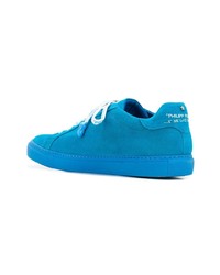 blaue Leder niedrige Sneakers von Philipp Plein