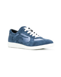 blaue Leder niedrige Sneakers von Just Cavalli