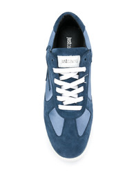 blaue Leder niedrige Sneakers von Just Cavalli