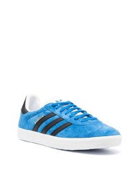 blaue Leder niedrige Sneakers von adidas