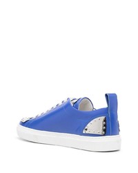 blaue Leder niedrige Sneakers von Moschino