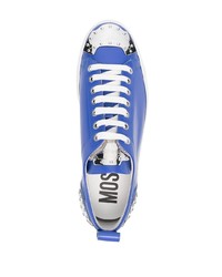 blaue Leder niedrige Sneakers von Moschino