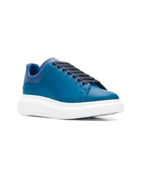 blaue Leder niedrige Sneakers von Alexander McQueen