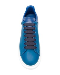 blaue Leder niedrige Sneakers von Alexander McQueen