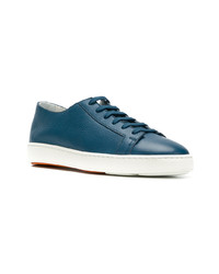 blaue Leder niedrige Sneakers von Santoni