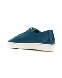 blaue Leder niedrige Sneakers von Santoni