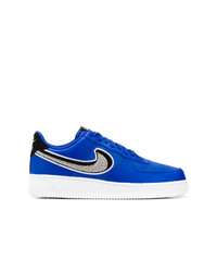 blaue Leder niedrige Sneakers von Nike