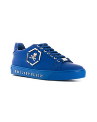 blaue Leder niedrige Sneakers von Philipp Plein