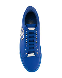 blaue Leder niedrige Sneakers von Philipp Plein