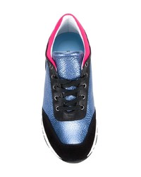 blaue Leder niedrige Sneakers von Lanvin