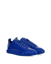 blaue Leder niedrige Sneakers von Giuseppe Zanotti