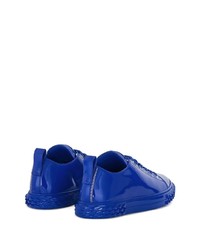 blaue Leder niedrige Sneakers von Giuseppe Zanotti