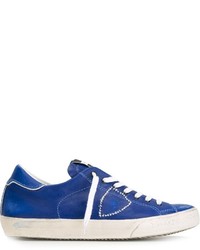 blaue Leder niedrige Sneakers von Philippe Model