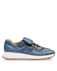 blaue Leder niedrige Sneakers von Prada