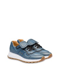 blaue Leder niedrige Sneakers von Prada