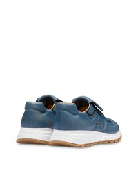 blaue Leder niedrige Sneakers von Prada