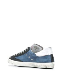 blaue Leder niedrige Sneakers von Philippe Model Paris