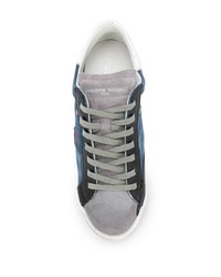 blaue Leder niedrige Sneakers von Philippe Model Paris