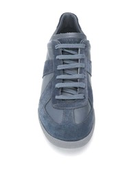 blaue Leder niedrige Sneakers von Maison Margiela