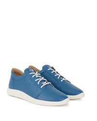 blaue Leder niedrige Sneakers von Giuseppe Zanotti