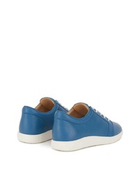 blaue Leder niedrige Sneakers von Giuseppe Zanotti