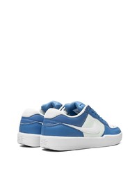 blaue Leder niedrige Sneakers von Nike