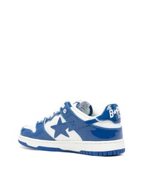 blaue Leder niedrige Sneakers von A Bathing Ape