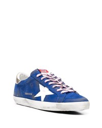 blaue Leder niedrige Sneakers von Golden Goose