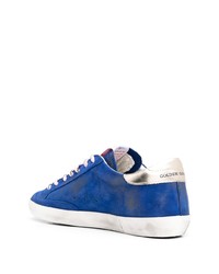 blaue Leder niedrige Sneakers von Golden Goose