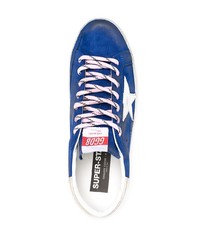 blaue Leder niedrige Sneakers von Golden Goose