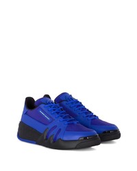 blaue Leder niedrige Sneakers von Giuseppe Zanotti