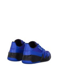 blaue Leder niedrige Sneakers von Giuseppe Zanotti